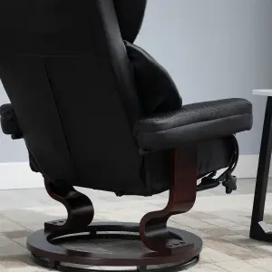 HOMCOM PU Leather Manual Reclining Armchair Footstool Padded Seat Black