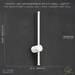 Modern and Sleek Stick Style Ambient LED Wall Light Fitting in Matt White Sand