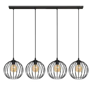 Luminosa Mercure Straight Bar Pendant Ceiling Light Black 114cm