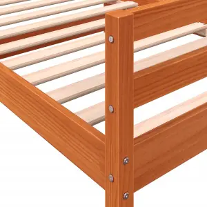 Berkfield Bed Frame Wax Brown 90x200 cm Solid Wood Pine