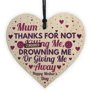 Red Ocean Funny Gift For Mum Mothers Day Gift Wooden Heart Funny Mum Card From Daughter Son Gifts