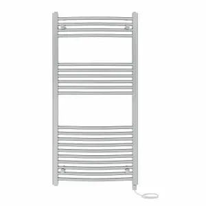 Right Radiators Prefilled Electric Curved Heated Towel Rail Bathroom Ladder Warmer Rads - Chrome 1200x600 mm