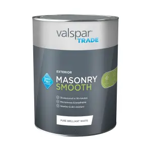 Valspar Trade Pure Brilliant White Smooth Matt Masonry paint, 5L Tin