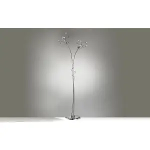 Luminosa Trilly Chrome Multi Arm Floor Lamp, Crystal