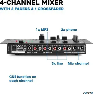 Vonyx STM3030 4 Channel DJ Mixer With Bluetooth