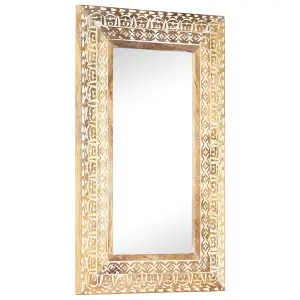 Berkfield Hand-Carved Mirror 80x50x2.6 cm Solid Mango Wood