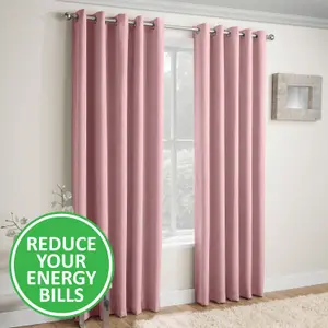 Enhanced Living Vogue Blush Pink 46 x 72 inch (117x183cm) Pair of Eyelet Thermal Noise reducing Dim Out Curtains