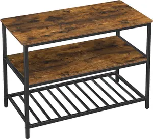 VASAGLE Kitchen Island with Spacious Countertop, Stable Steel Frame Baker Rack, Industrial Kitchen Shelf, Rustic Brown and Black