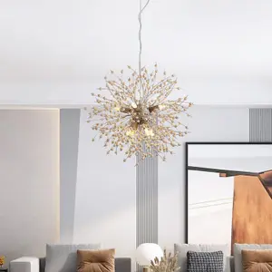 Garwarm 8-Light Wooden Beads Dandelion Chandelier