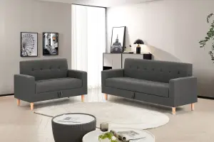 Modern Smart Sofa in a Box, Grey Fabric Sofa with Hidden Storage, 3 Seater