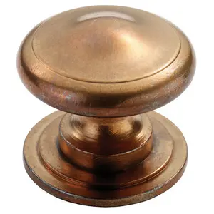 Cottage Cupboard Door Knob 38mm Diameter Solid Bronze Cabinet Handle