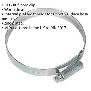 10 PACK Zinc Plated Hose Clip - 60 to 80mm Diameter - External Pressed Threads