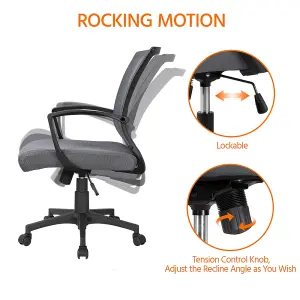 Yaheetech Ergonomic Mesh Office Chair with Mid-Back 360 Degree Rolling Casters Height Adjustable - Dark Grey