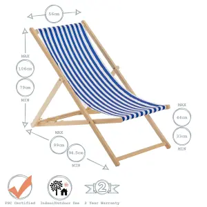 Harbour Housewares - Folding Wooden Deck Chair - Green Stripe