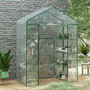 Outsunny Walk In Greenhouse Garden Clear PVC Frame Shelves Reinforced Plant Grow