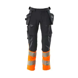 Mascot Accelerate Safe Trousers with Holster Pockets - Dark Navy/Hi-Vis Orange   (34.5) (Leg Length - Long)