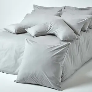 Homescapes Silver Grey Egyptian Cotton Oxford Pillowcase 200 TC, King Size