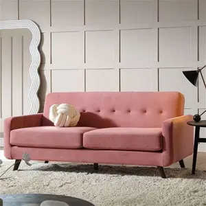 Clarence 3-Seater Sofa In Blush Pink Velvet - Daals - Sofas