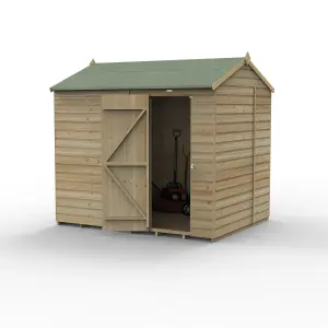 Forest Garden Beckwood Shiplap 8x6 ft Reverse apex Natural timber Wooden Pressure treated Shed with floor - Assembly service included