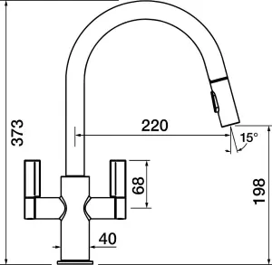 Clearwater Kira C Spout Pull Out With Twin Spray Kitchen Matt Black - KIR30MB