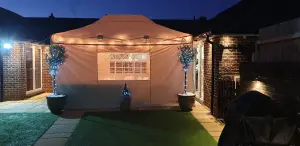 All Seasons Gazebos 3x4.5 Full Waterproof Pop Up Gazebo with 4 Lightweight Side Panels and Accessories Beige