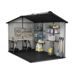 Keter Oakland Apex Anthracite grey Plastic 2 door Shed with floor & 2 windows