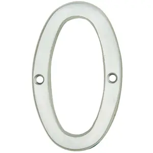 Satin Chrome Door Number 0 - 75mm Height 4mm Depth House Numeral Plaque