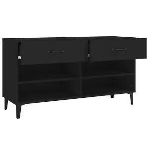 Berkfield Shoe Cabinet Black 102x35x55 cm Engineered Wood