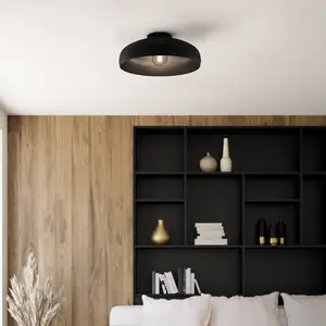 EGLO Mogano Black Metal Ceiling Fitting (E27) - (D) 40cm