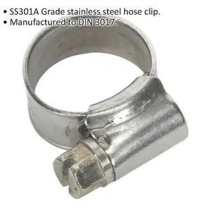 10 PACK Stainless Steel Hose Clip - 10 to 16mm Diameter - Hose Pipe Clip Fixing