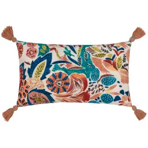 Wylder Aquess Floral Tasselled Polyester Filled Cushion