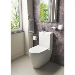 Premium CLOSED BACK - COMBO - Toilet Set + RIGHT HAND BASIN (CITY COMBI) - Rimless Pan - Cistern - Soft Close Seat