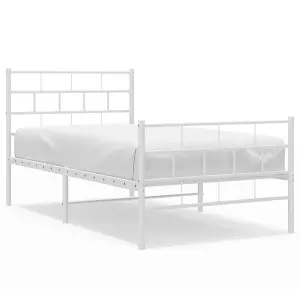 Berkfield Metal Bed Frame with Headboard and Footboard White 107x203 cm