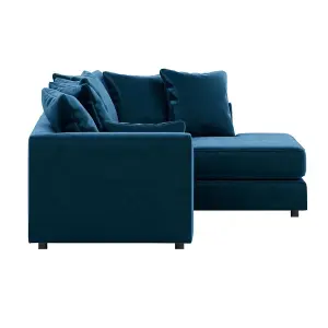 Brooklyn Plush Velvet 3 to 4 Seater L Shaped Corner Sofa Foam Blue Right Hand Facing