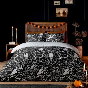 Copenhagen Home Death Doodle Duvet Cover Set Black & White