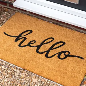 Nicola Spring - Coir Door Mat - Hello 1.6cm H x 90cm L x 60cm W