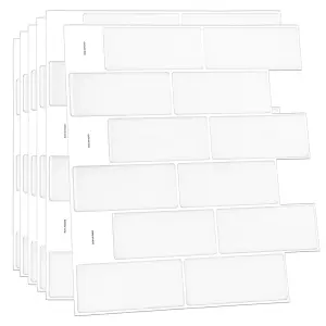 3D Tile Stickers Peel & Stick Backsplash London Minimalist Brilliant All-White 30 Sheets 30.5cm(12") White