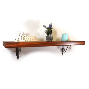 Wooden Shelf with Bracket WOZ 140x110mm Silver 175mm Walnut Length of 190cm