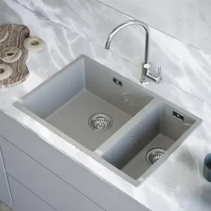 Liquida CM670GG 1.5 Bowl Comite Undermount / Inset Gloss Grey Kitchen Sink