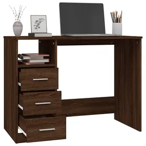 Berkfield Desk with Drawers Brown Oak 102x50x76 cm Engineered Wood