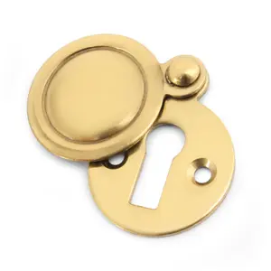 EAI Victorian Keyhole Covered Escutcheon - 34mm - Polished Brass