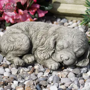 Spaniel Puppy Dog Stone  Animal Outdoor Garden Ornament British Made Sculpture