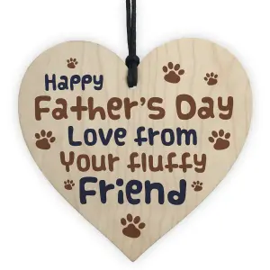 Funny Fathers Day Gift From Dog Furry Friend Wood Heart Dad Gift From Pet