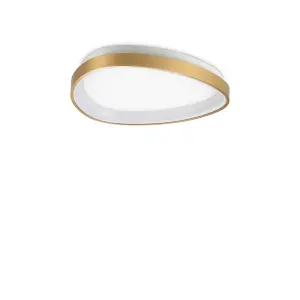 Ideal Lux Gemini 42cm ON-OFF Integrated LED Semi Flush Light Brass 3000Lm 3000K