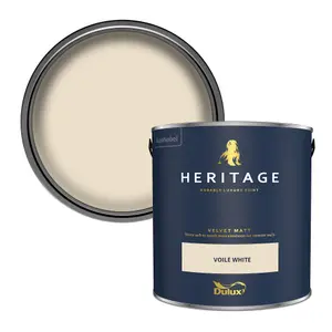 Dulux Trade Heritage Voile White Velvet matt Wall paint, 2.5L