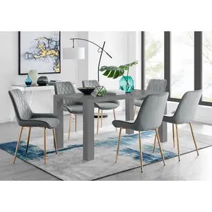 Scottsmoor Dining Set with 6 Chairs Grey/Gold