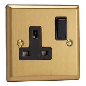 Varilight 1-Gang 13A Double Pole Switched Socket Brushed Brass