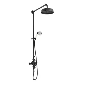 Kingham Traditional Matt Black Overhead Shower & Riser Kit