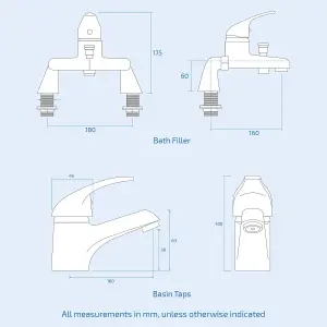 Nes Home Modern Bathroom Basin Mono Tap & Bath Shower Mixer Taps Set Faucet