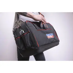 Durable Red Tool Bag with Multiple Pockets and Padded Base - 500 x 240 x 320mm